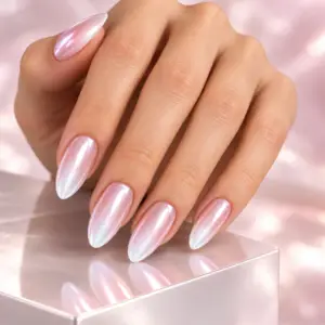 Pearl Pink Chrome Press-On Nails