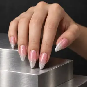 Pink Silver Glitter Ombré Press-On Nails