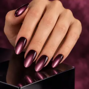 Burgundy Glow Cat-Eye Press-On Nails