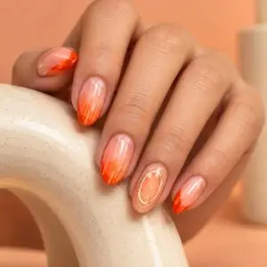 Peach Orange Abstract Press-On Nails