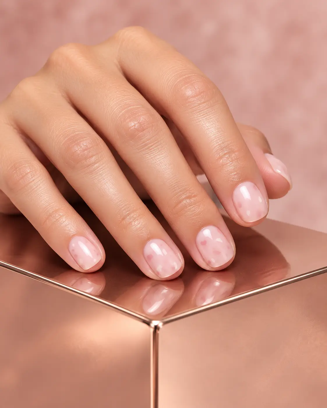 Baby pink confetti nails on rose gold-11