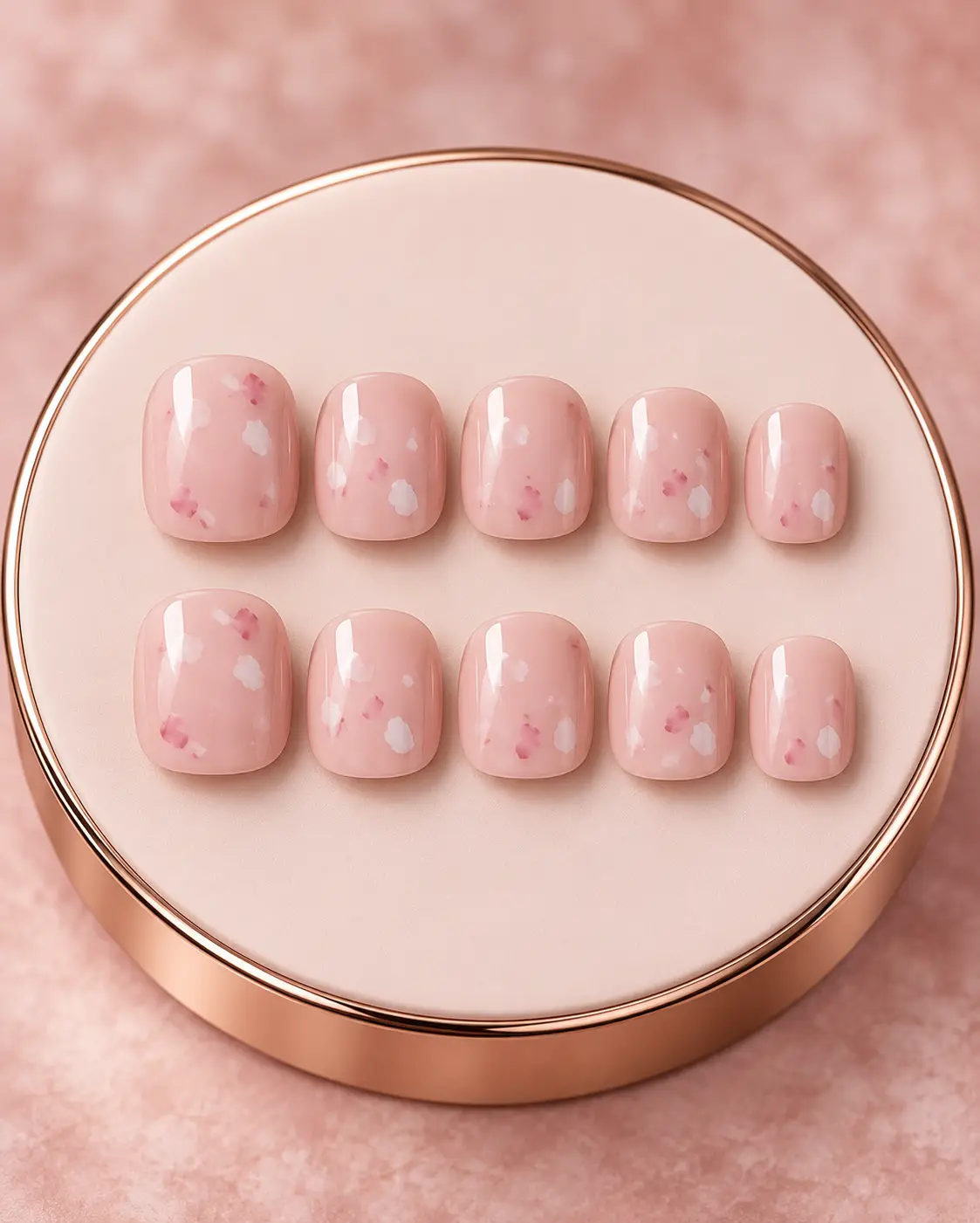 Baby pink confetti nails on rose gold-11