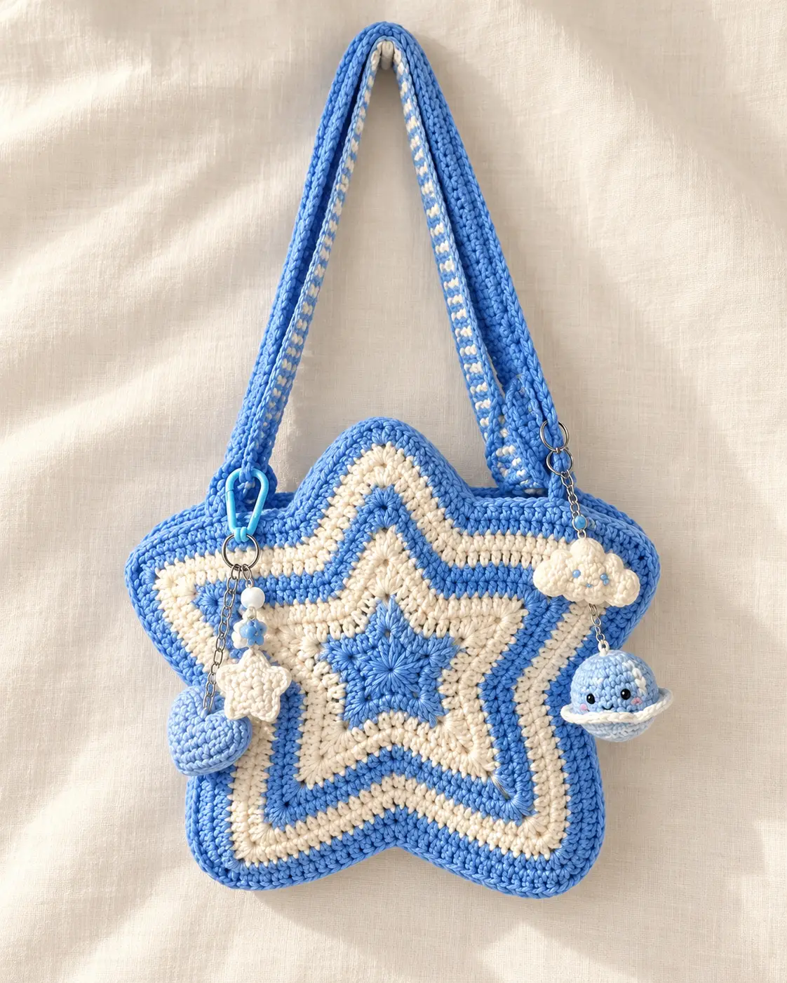Blue Star Crochet Shoulder Bag-4