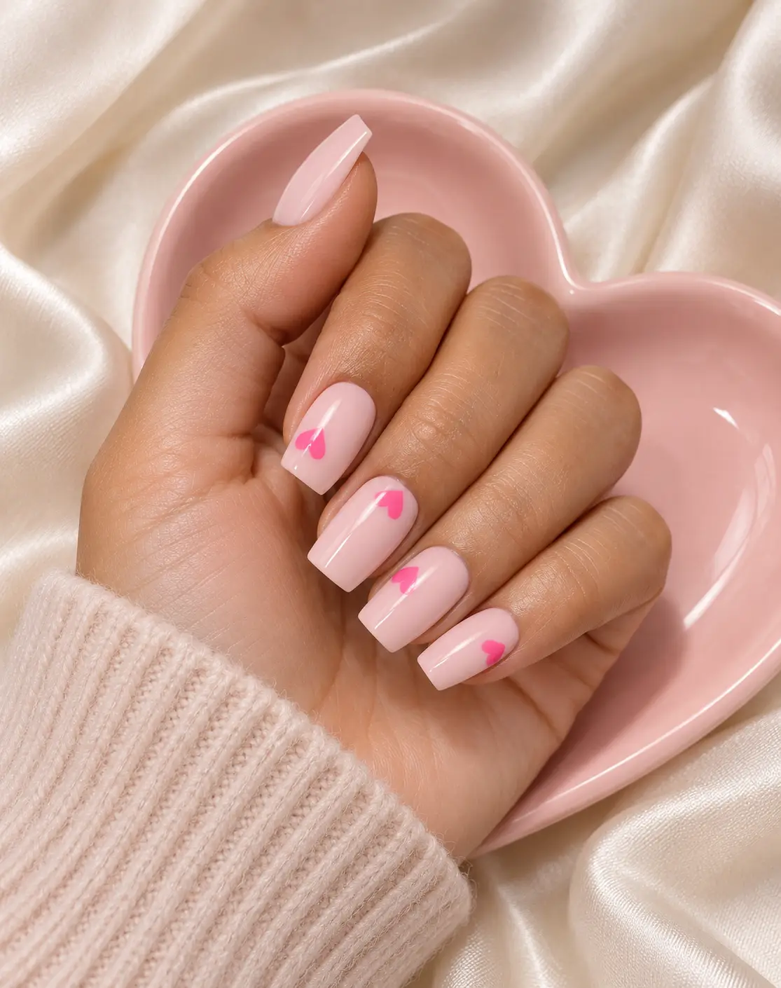 Blush Heart Manicure on Silk-6