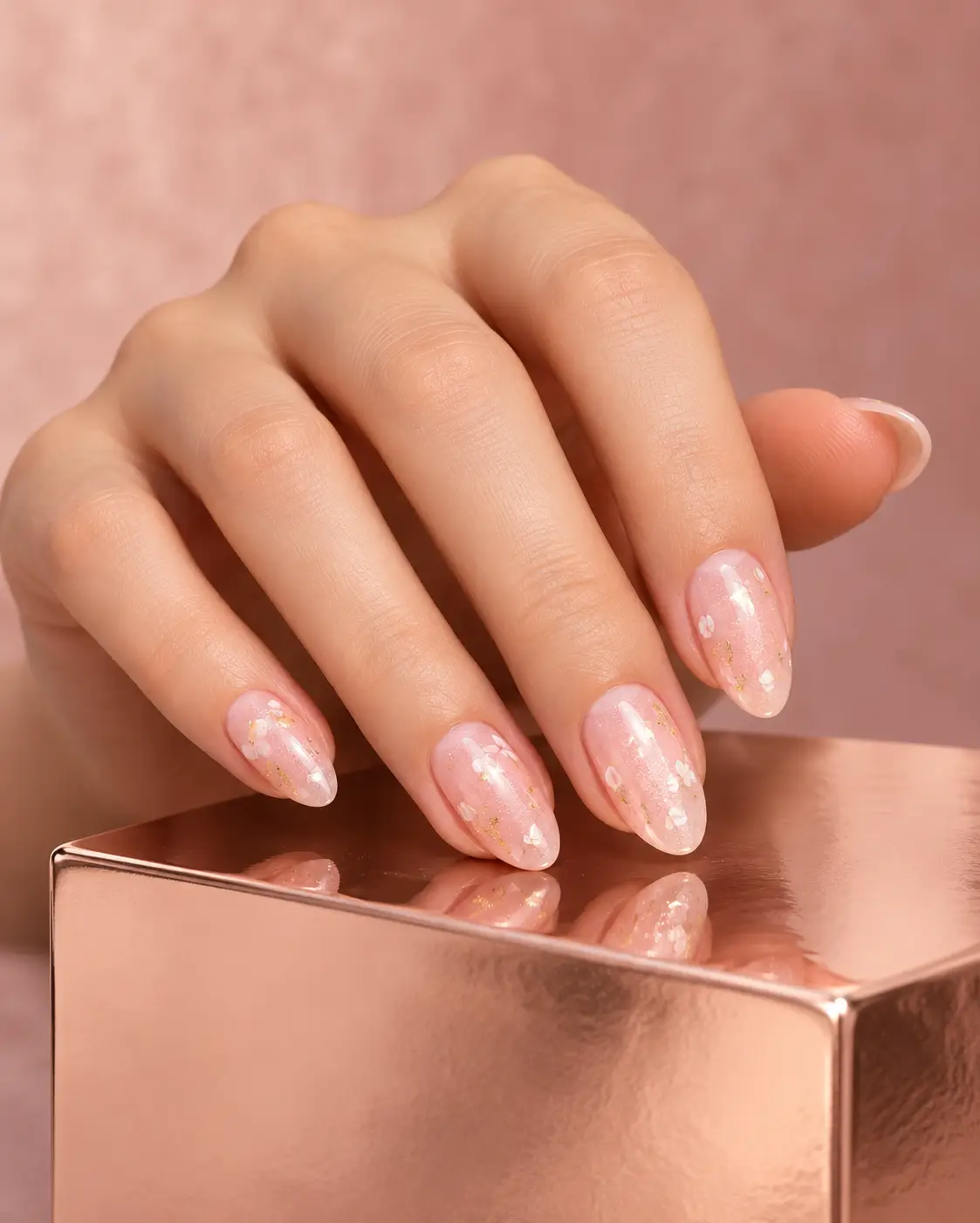 Blush Pearl Floral Nail Set-2