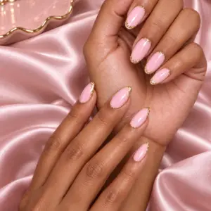 Blush Gold Glitter French Press-On Nails