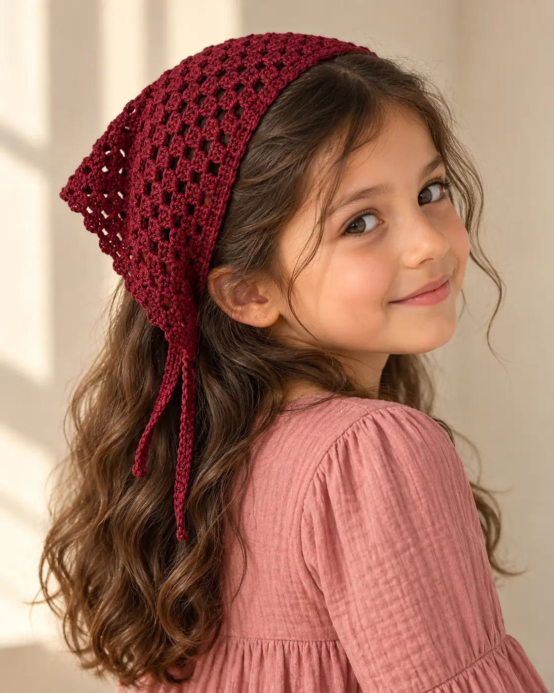 Burgundy Crochet Bandana Portrait-8
