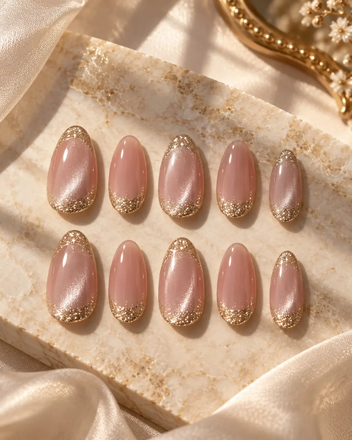 Champagne-tipped nude blush nails-1