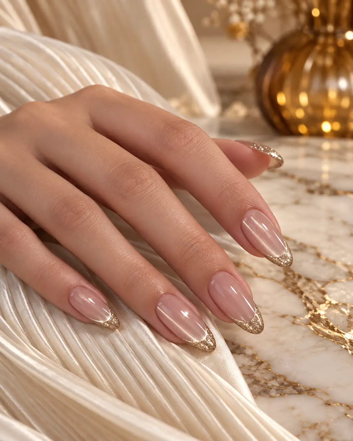 Champagne-tipped nude blush nails-1