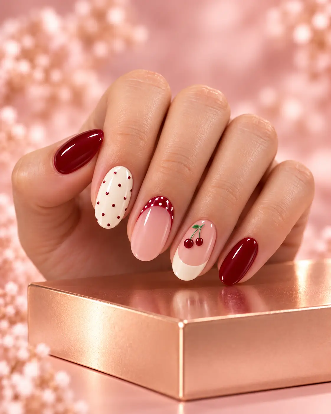 Cherry Accent on the Ring Fingernail-2
