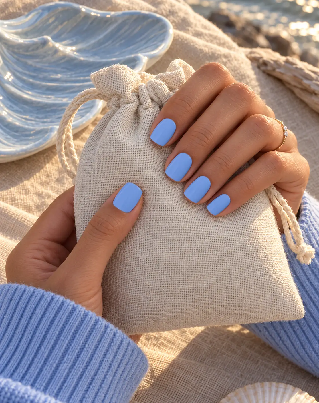 Coastal cornflower blue manicure-8