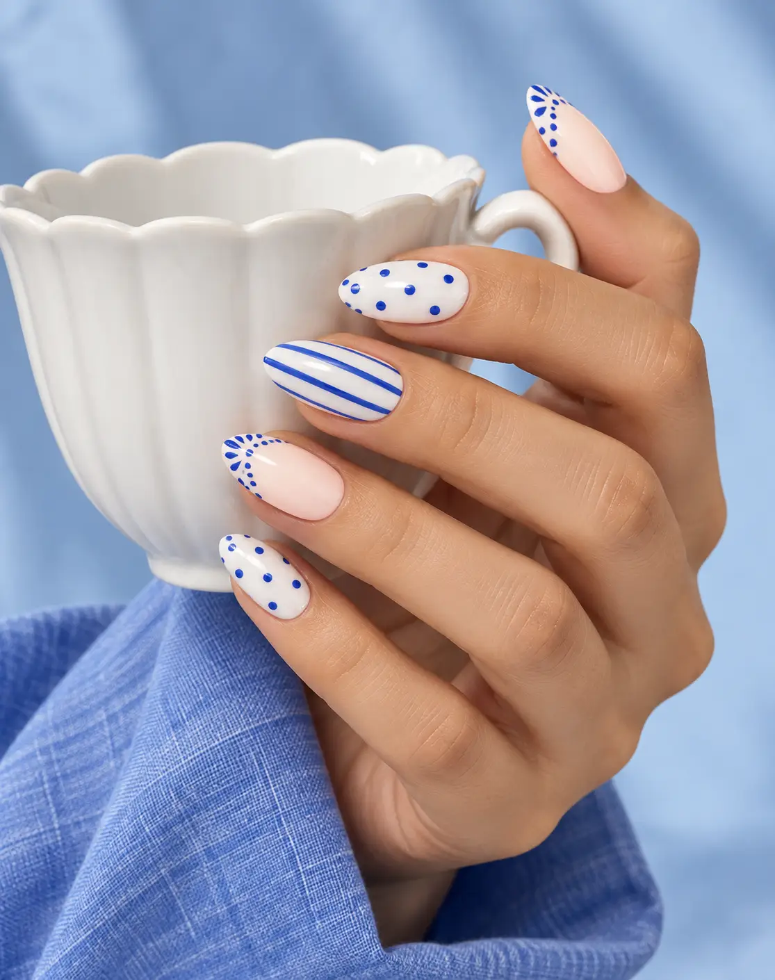 Cobalt Blue Mixed-Pattern Press-On Nails-2