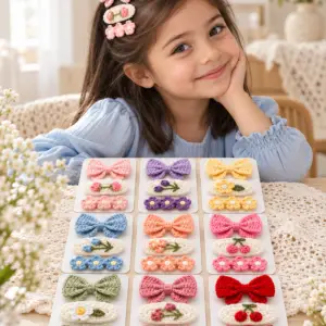 Decorative Crochet Hair Clip – Bow, Floral & Cherry Designs