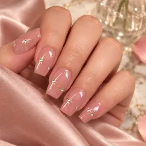 Dusty Rose Gold Starburst Press-On Nails