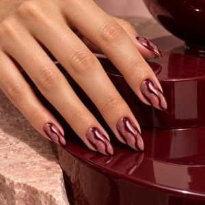 Dusty Rose Burgundy Wave Press-On Nails