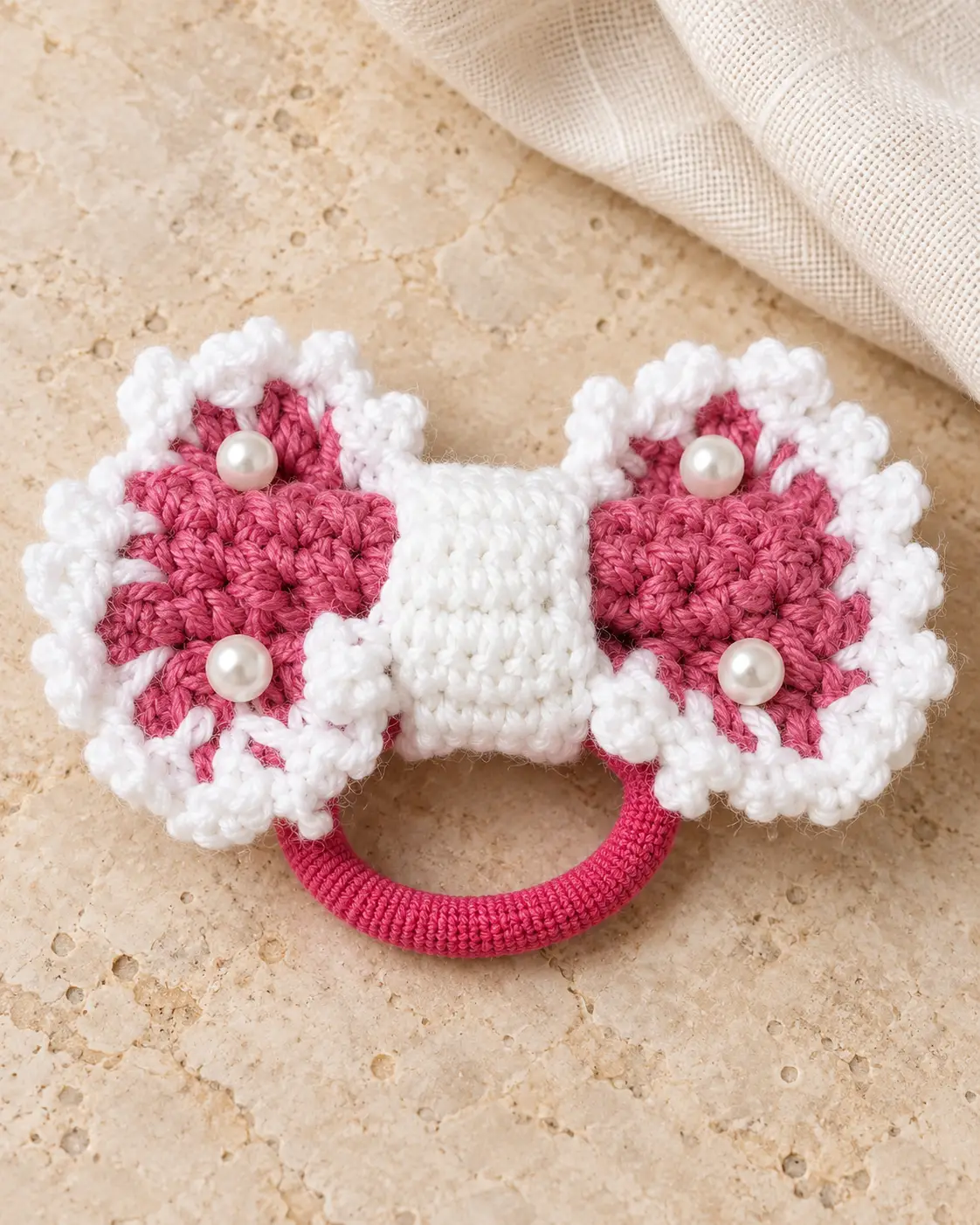 Pistachio Kurta and Pink Crochet Bow