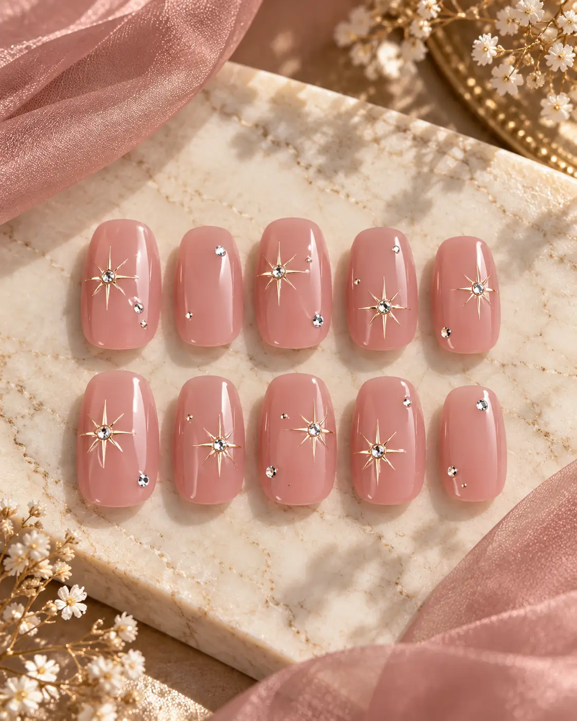 Dusty Rose Starburst Manicure-1