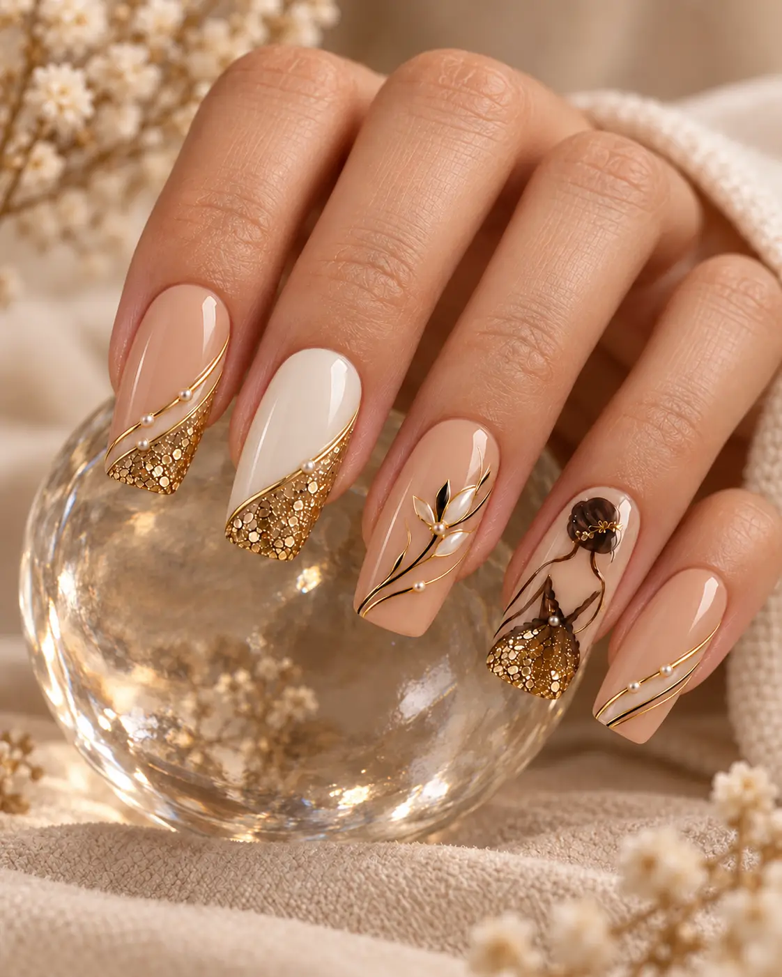 Five Decorated Nails in a Glass Orb-5