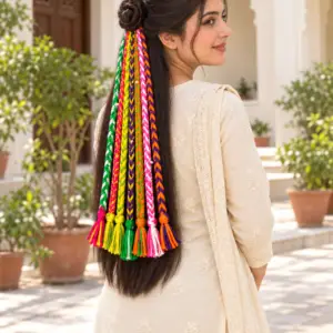 Multicolour Braided Paranda with Pearl-Style Beads