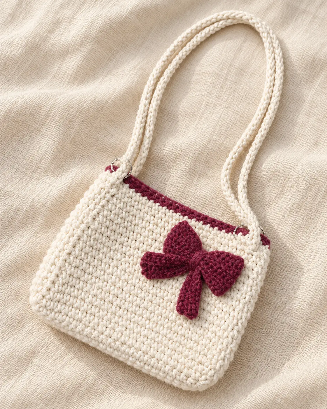 Ivory Crochet Bow Purse-3