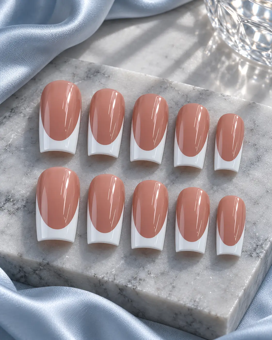 Luxury French manicure on cream linen-4