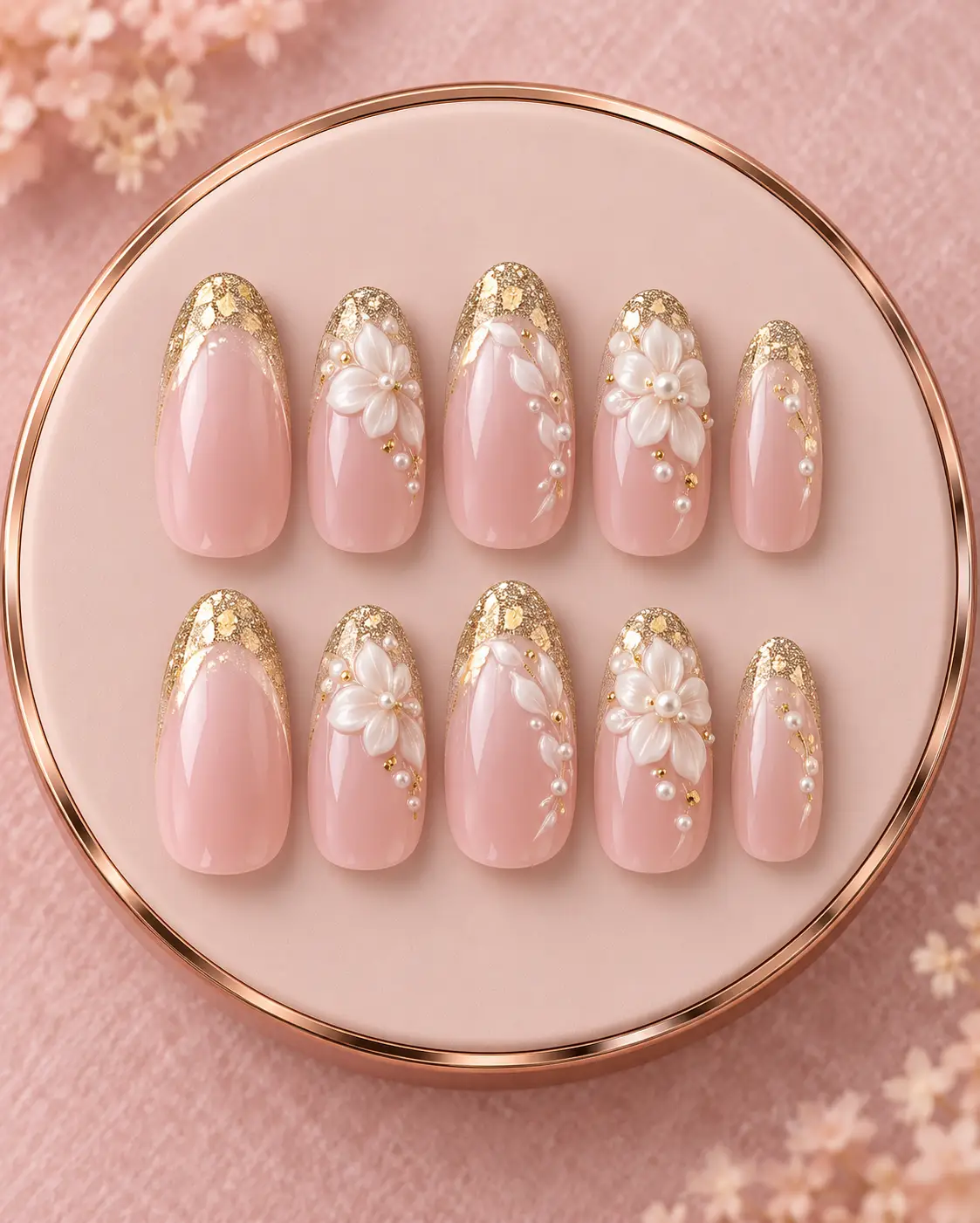 Luxury Gold-Tipped Floral Nail Portrait-1 - Copy