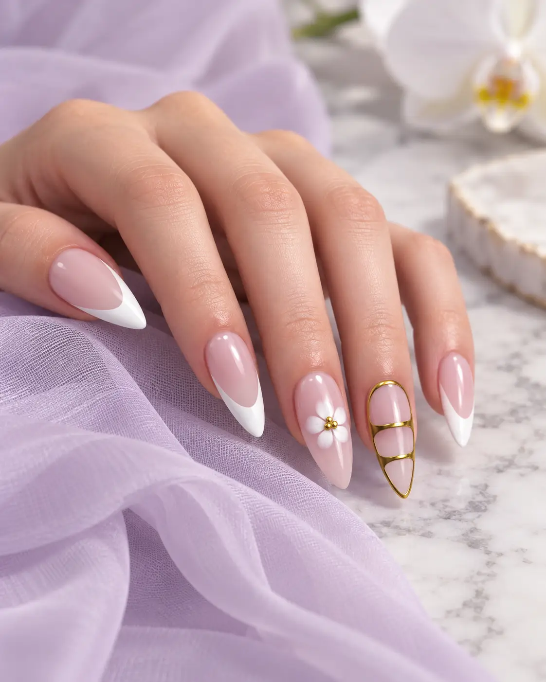 Luxury nude pink French tip nail art-4