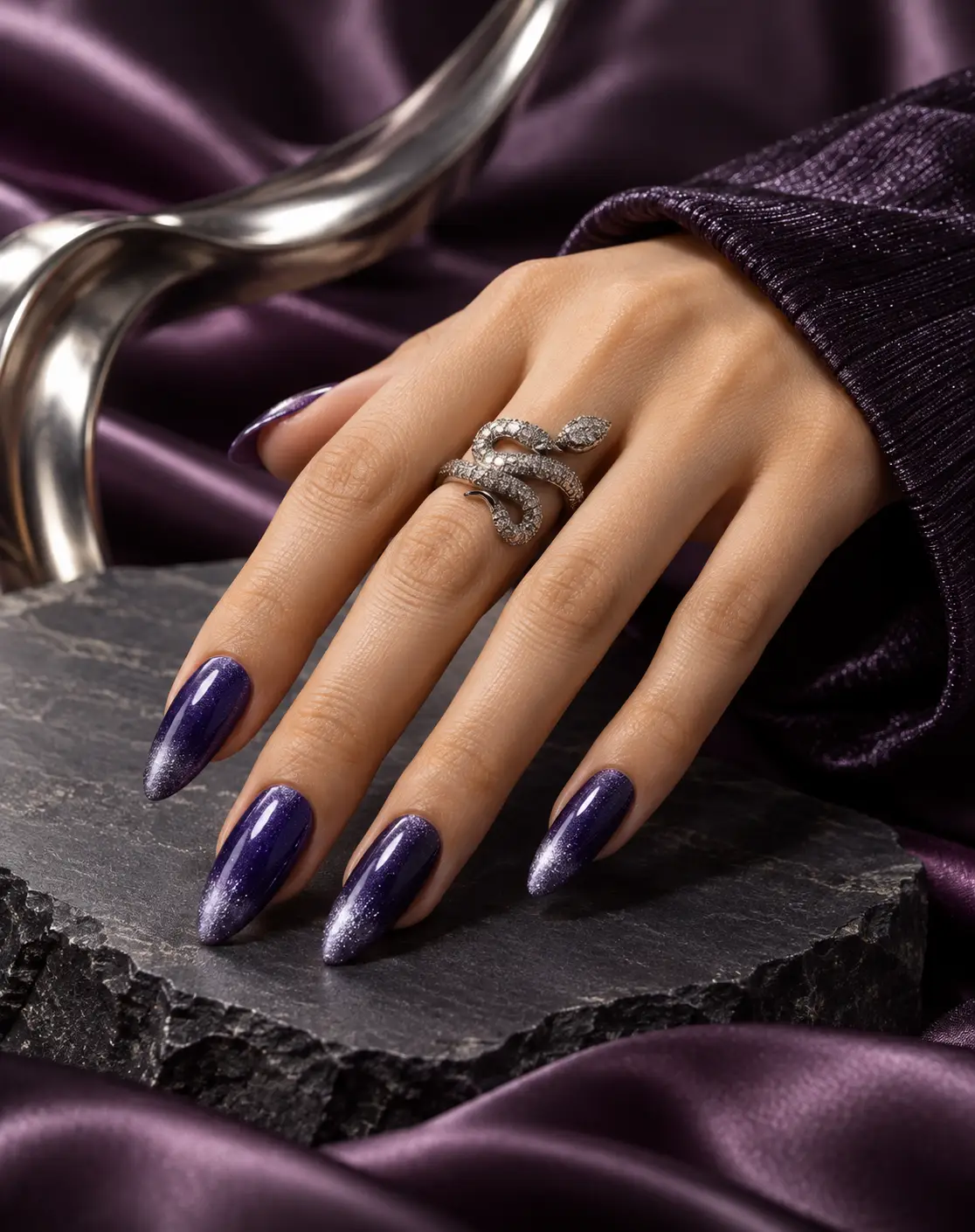 Midnight Violet Magnetic Cat-Eye Nails-6