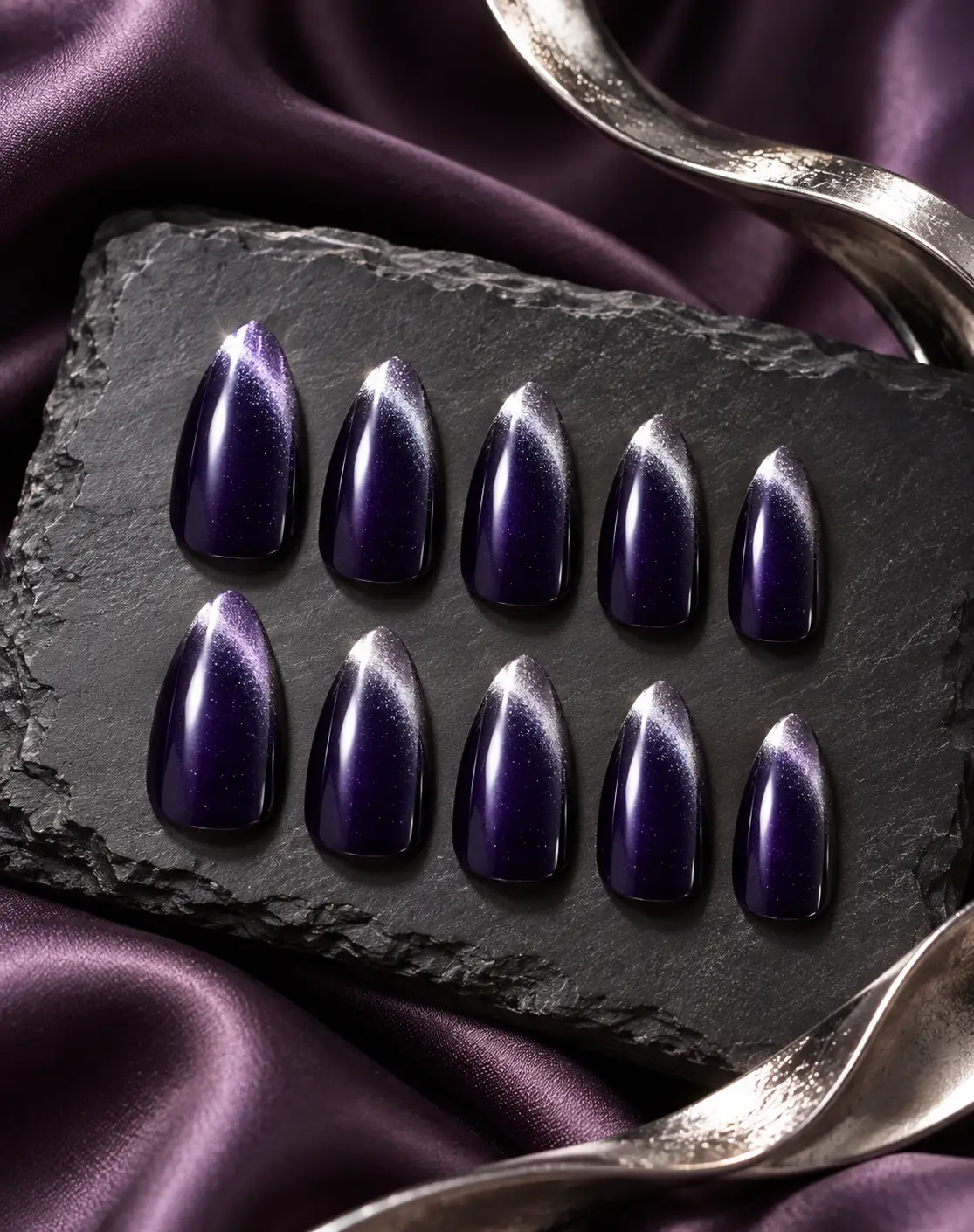 Midnight Violet Magnetic Cat-Eye Nails-6