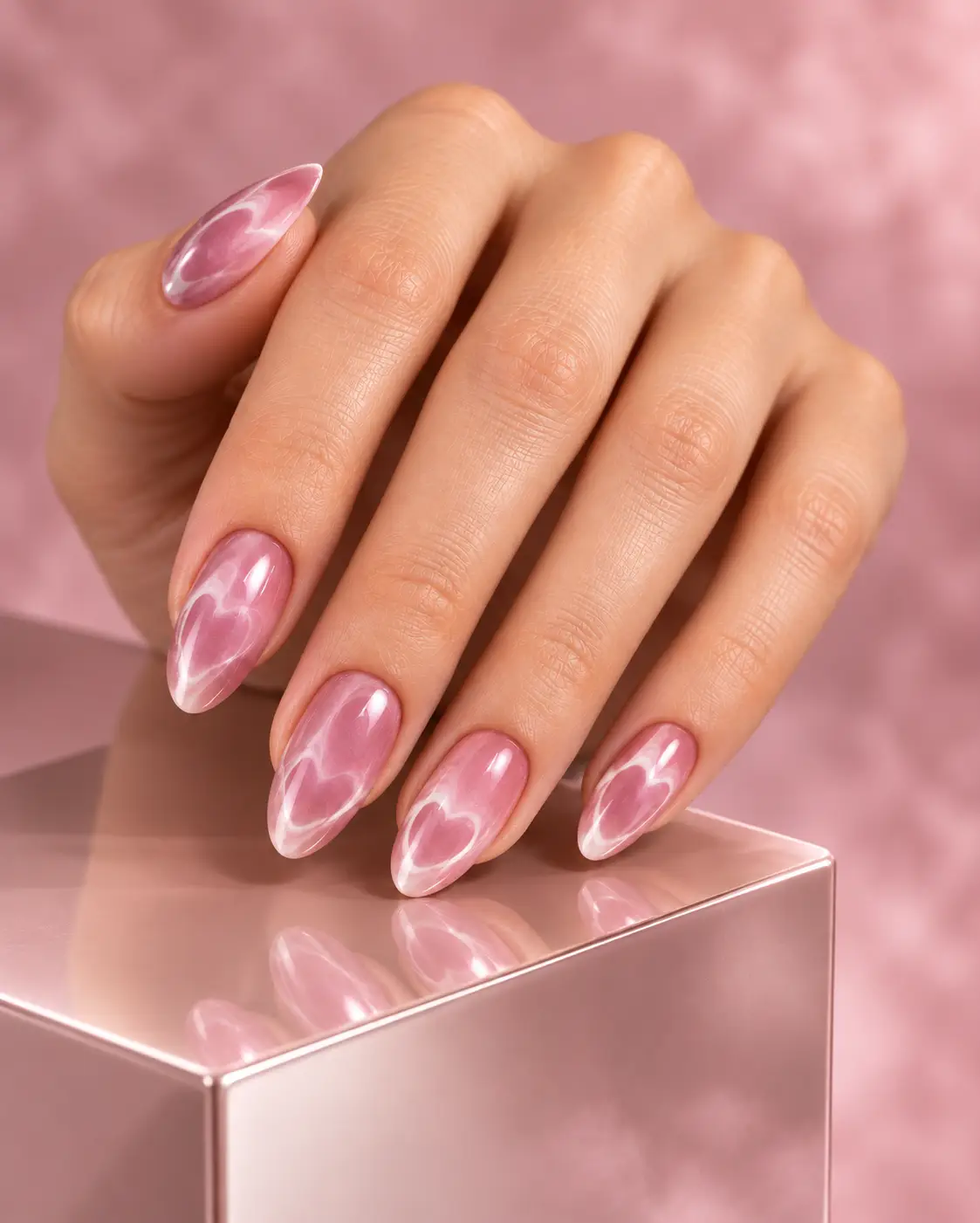 Milky blush French tip nails-5