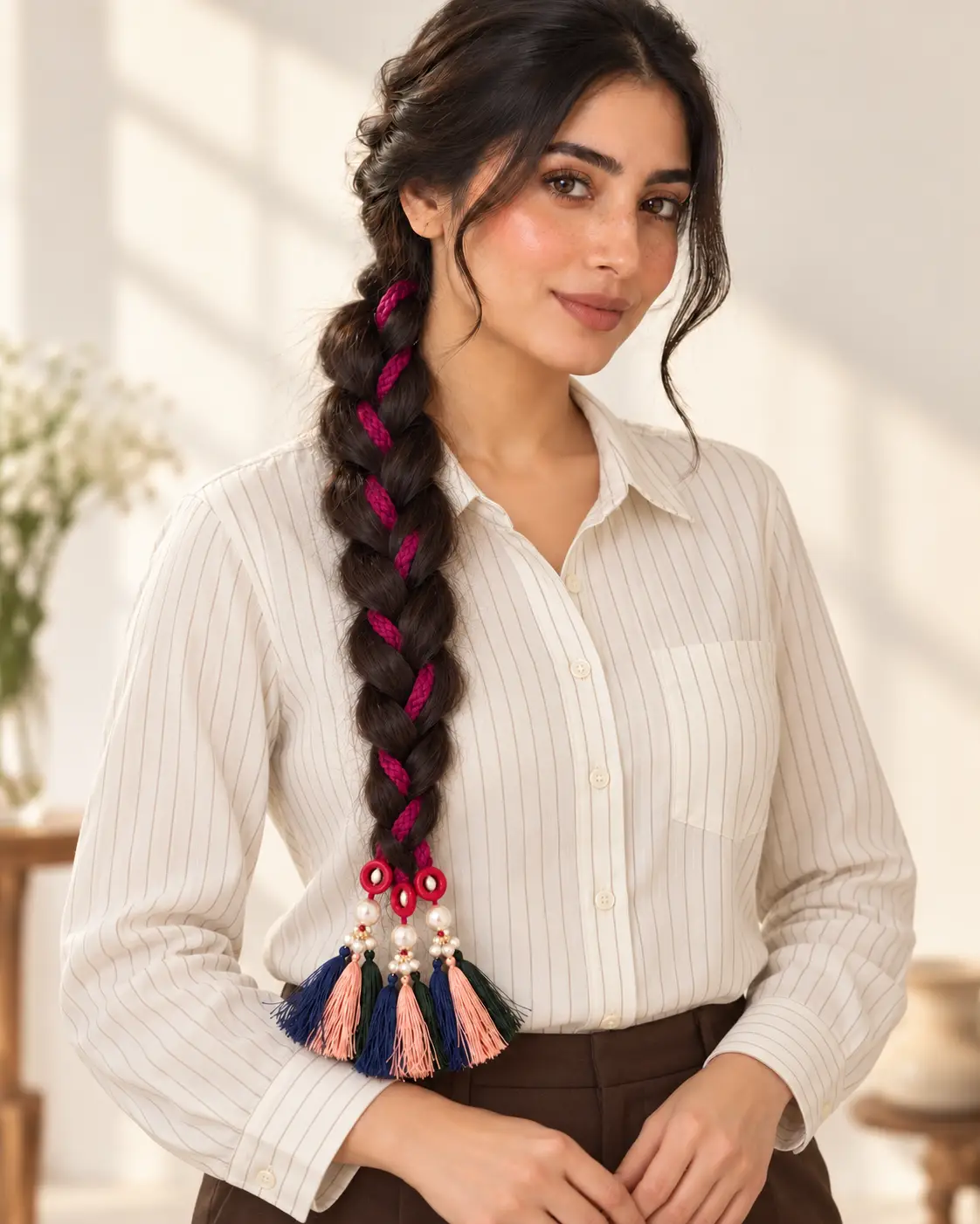 Modern paranda portrait in ivory and brown-2
