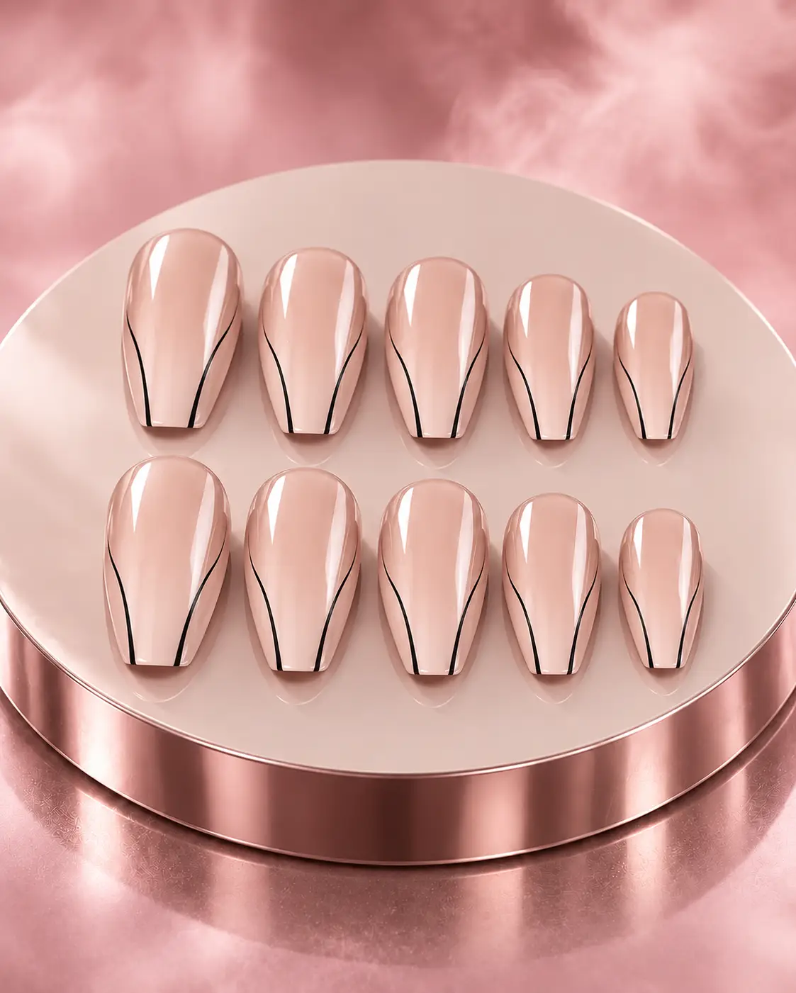 Elegant Nude Nails on Rose Gold Pedestal-6