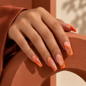 Orange Gold Wave Press-On Nails