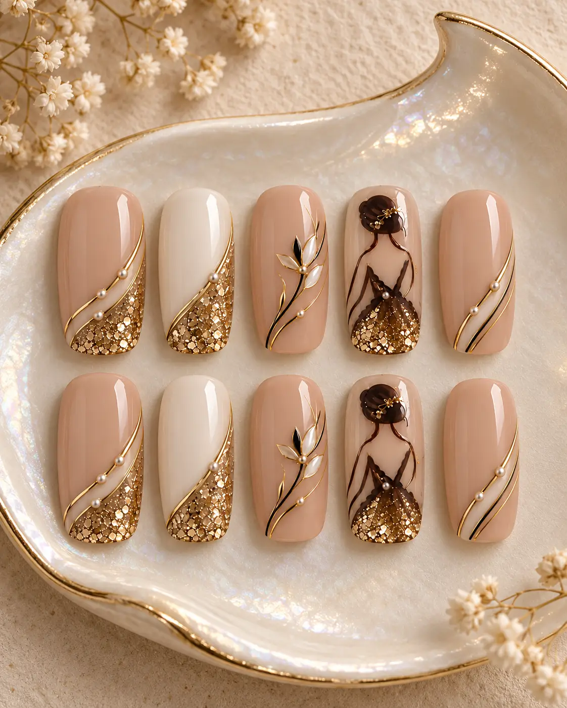 Five Decorated Nails in a Glass Orb-5