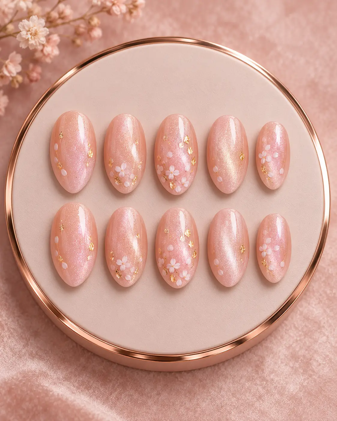 Blush Pearl Floral Nail Set-2