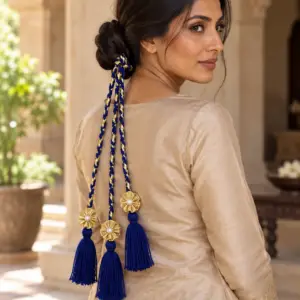 Royal Blue & Gold Floral Tassel Paranda