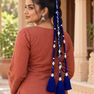 Royal Blue Pearl-Style & Silver Charm Paranda