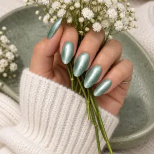 Sage Cat-Eye Press-On Nails