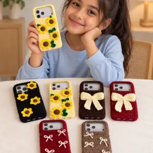 Decorative Crochet Phone Cover – Sunflower & Bow Designs