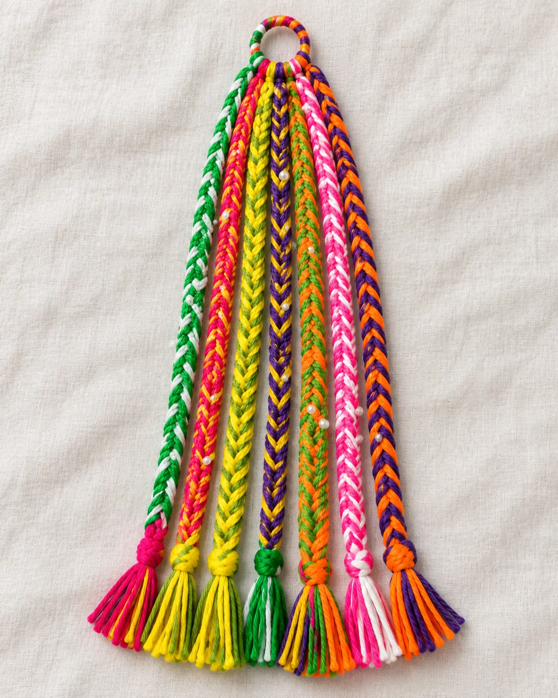 Half-Up Bun with Seven Colorful Cords-2