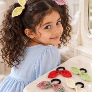 Crochet Bunny Ear Bow Hair Tie