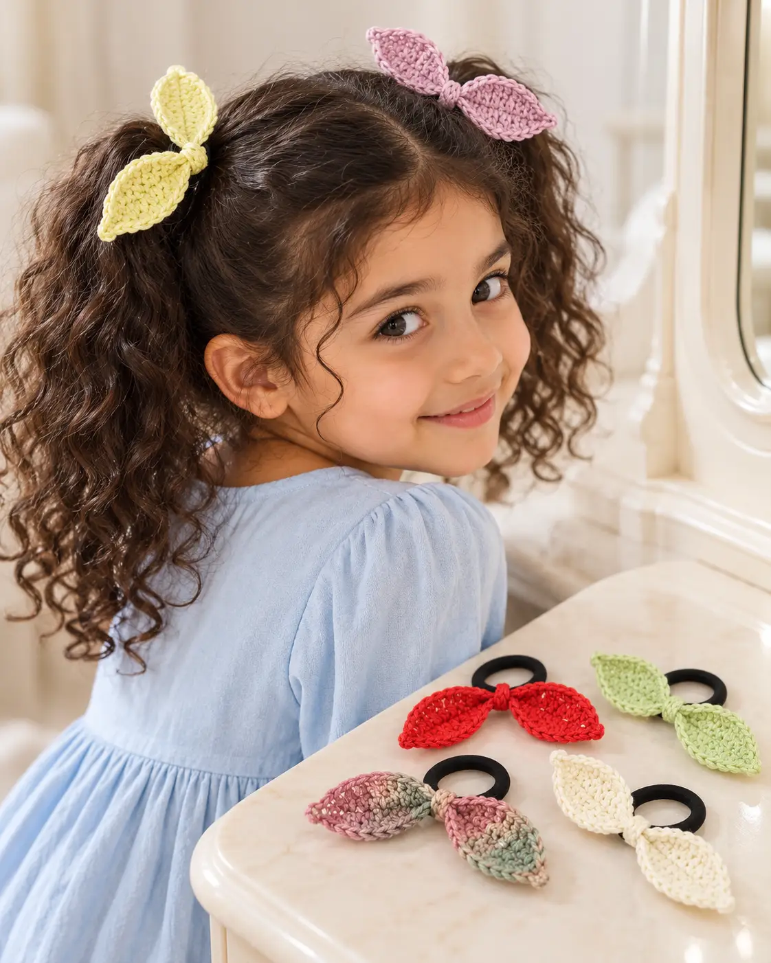 Six-color bunny-ear hair tie set-2