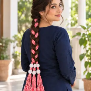 Pink & White Floral Tassel Paranda