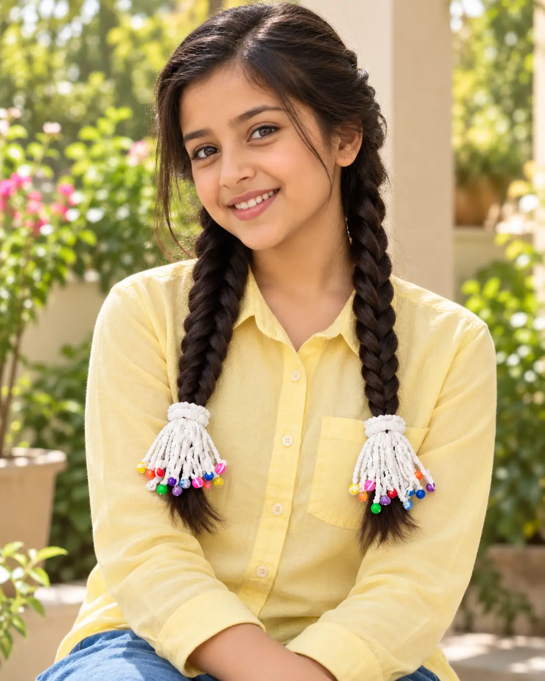 Smiling girl with beaded braids-8