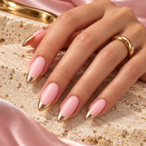 Baby Pink Gold French Press-On Nails