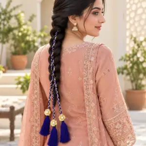 Violet Blue & Gold Floral Tassel Paranda
