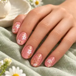 Golden Bloom Press-On Nails